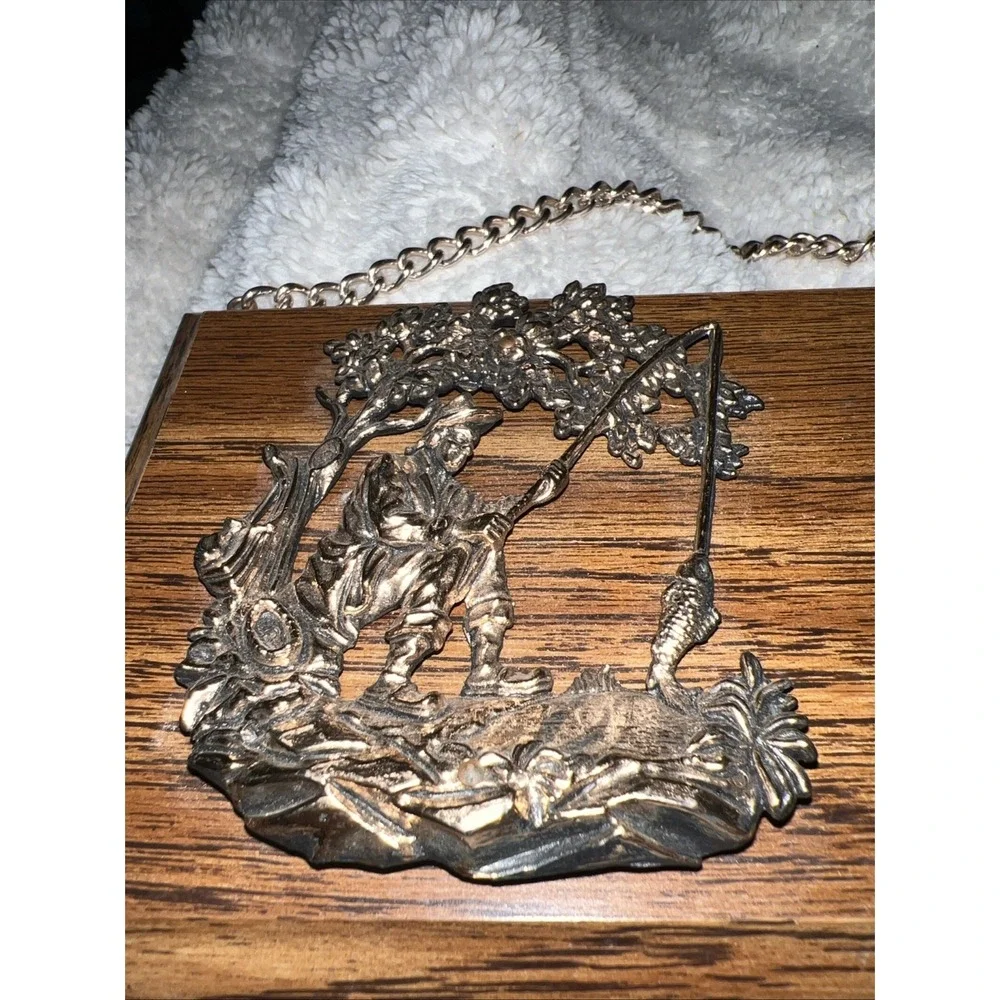 Vintage Fisherman's Prayer Wall Plaque 3d Embossed Decal Black Lake, N.Y.